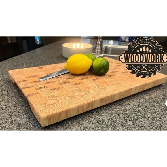 Handcrafted Cedar & Pine Wooden End Grain Cutting Board  Premium Solid Wood - Picture 4 of 12